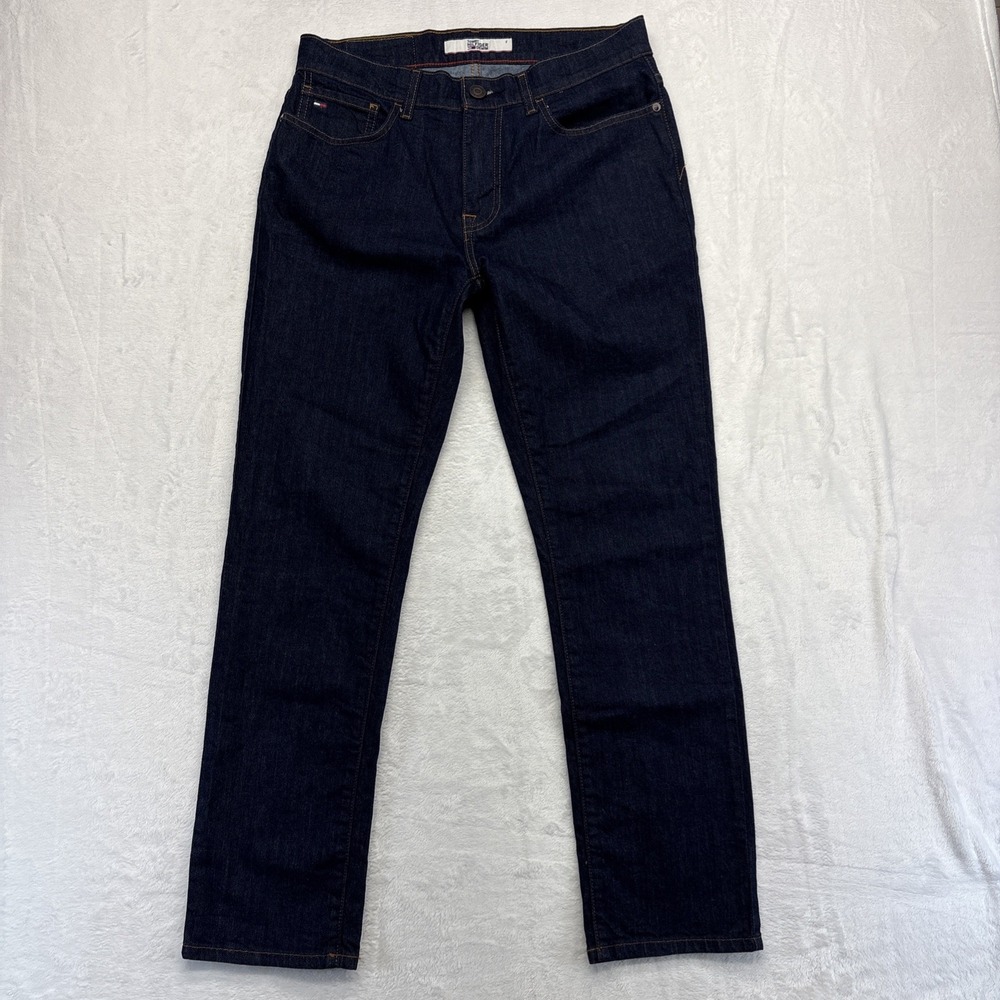 TOMMY HILFIGER Jeans Mens Size 30x30 Dark Wash Blue Straight Fits (32x27)